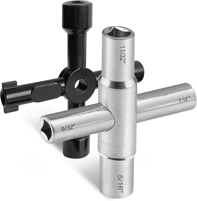 Hanpex 4 Way Sillcock Key Wrench Set, Multi-functional Utilities Water Key, Fits Most Sillcock, Stopcock, Water Spigots, Wall-hydrant, Control Cabinet and Valves, 2-Pk - Image 1
